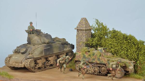 diorama au 1/35 de Ludovic Fortin : Poche de Roncey, Normandie, juillet 1944